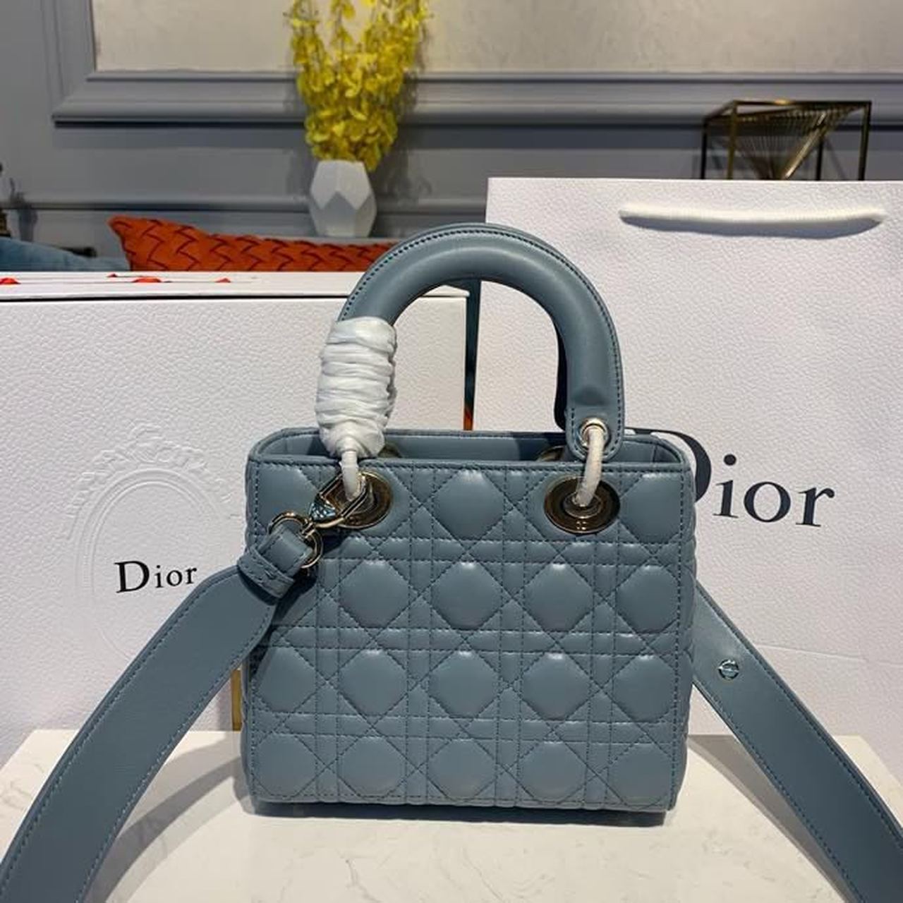 GLAMI Small Lady Bag Gold Toned Hardware Light Blue For Women 8in/20cm