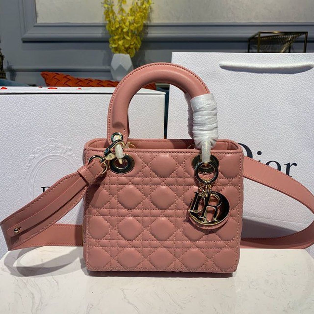 GLAMI Small Lady Bag Gold Toned Hardware Sorbet Pink For Women 8in/20cm CD
