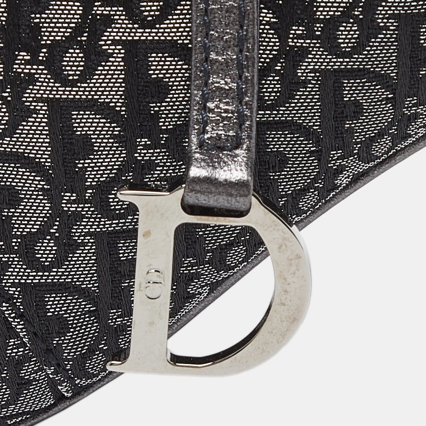 Dior /grey Lurex Fabric And Leather Vintage Saddle Frame Pochette