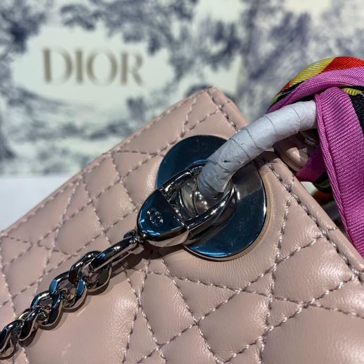 GLAMI Mini Lady Bag with Chain and Embellished Bag Strap Silver Hardware Spring/Summer Collection, Pink, For Women WomenÃ¢â‚¬â„¢s Handbags, 18cm CD