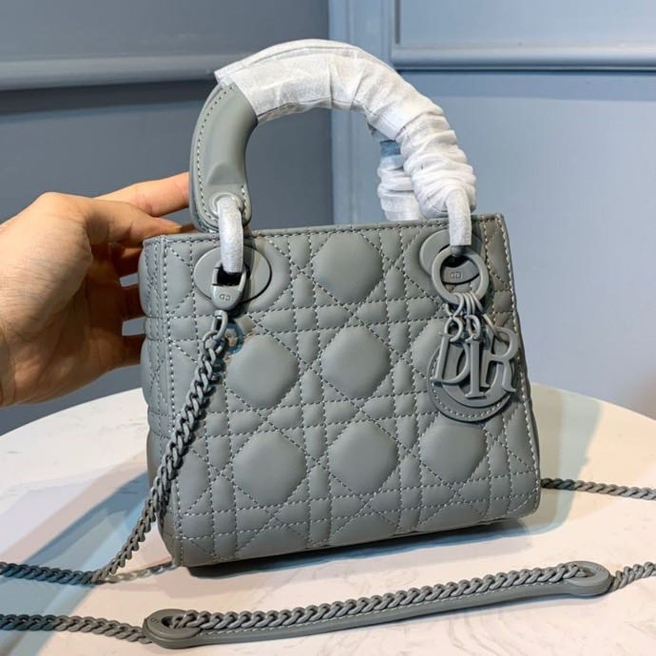 GLAMI Mini Lady Bag with Chain Matte Hardware Spring/Summer Collection, Pewter Blue, For Women WomenÃ¢â‚¬â„¢s Handbags, 18cm CD