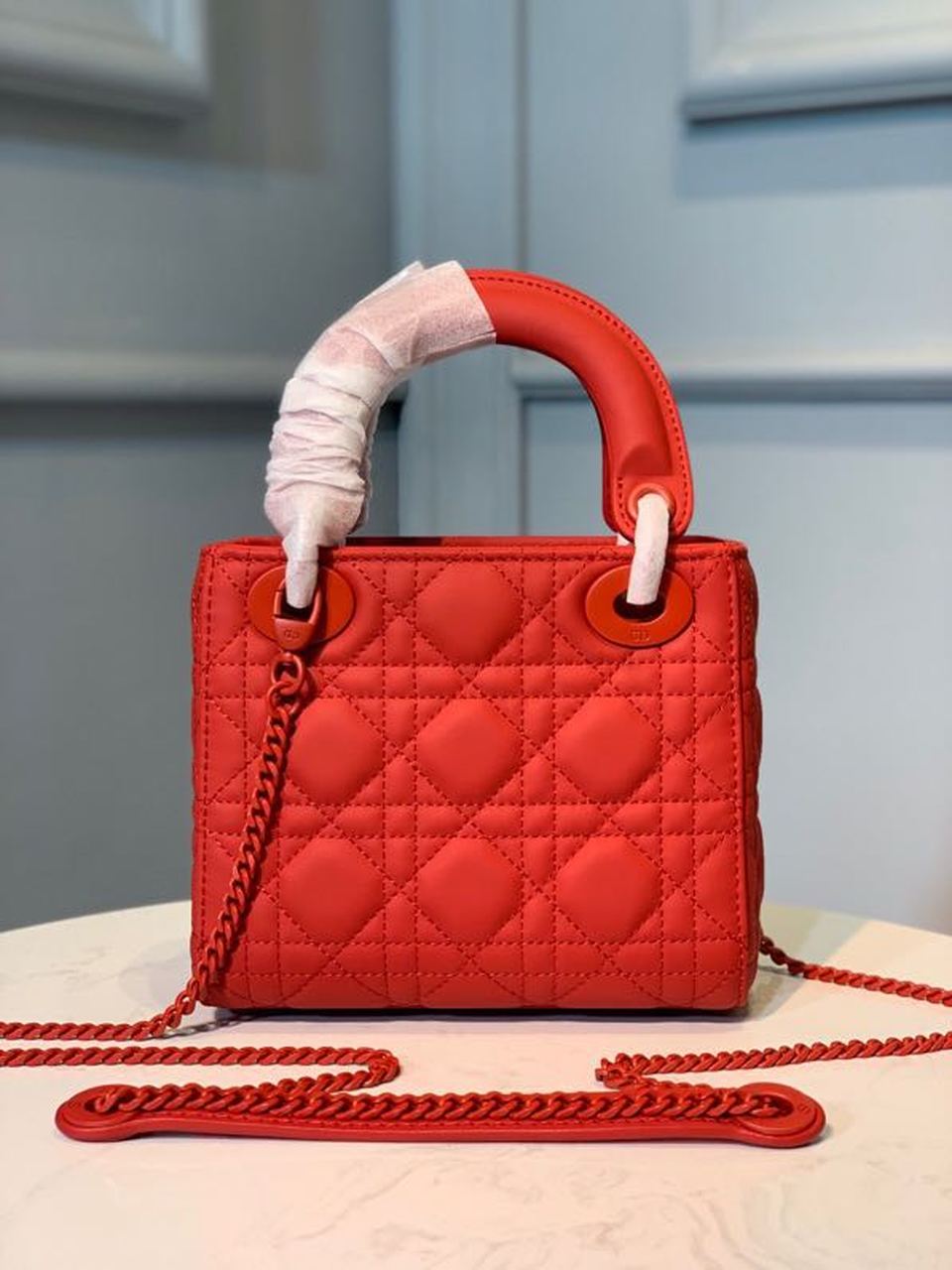 GLAMI Mini Lady Bag with Chain Matte Hardware Spring/Summer Collection, Red , For Women WomenÃ¢â‚¬â„¢s Handbags, 18cm CD