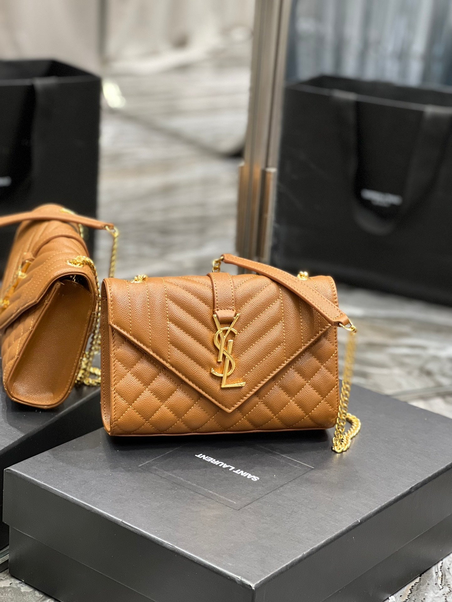 GLAMI Small Bag Dark Natural In Mix Matelasse For Women 8.2in/21cm YSL 600195BOW919207