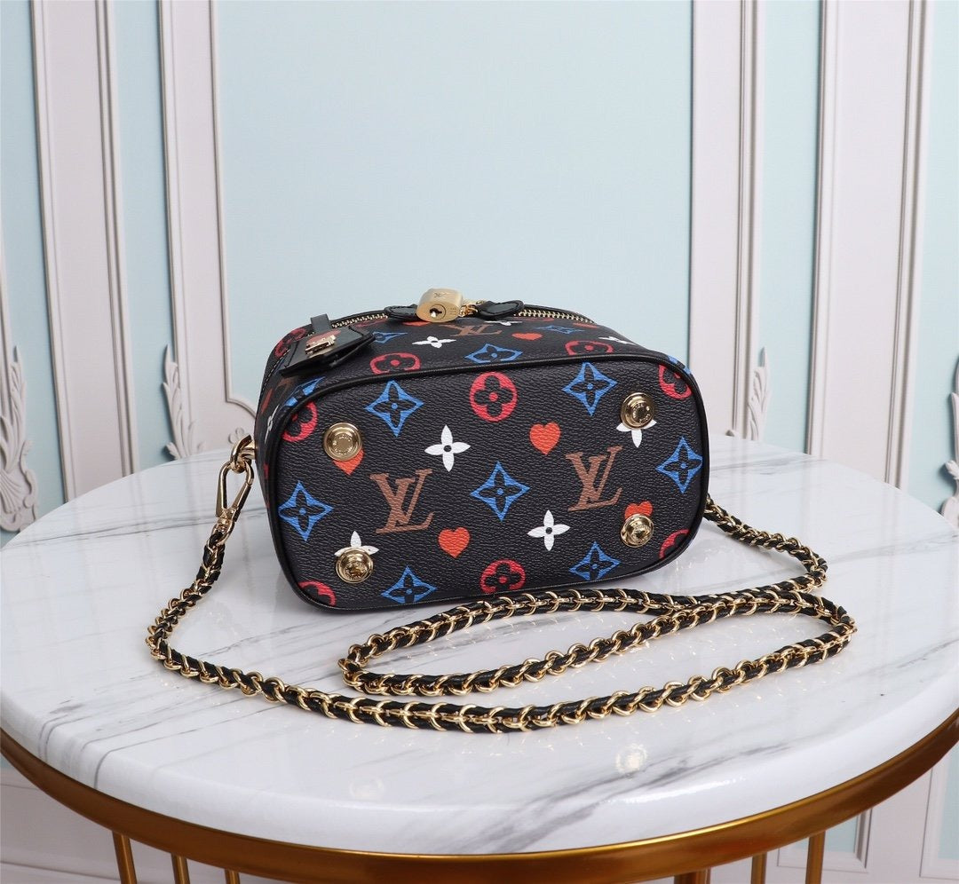LV Vanity PM Bag Game On Monogram Canvas Black By Nicolas Ghesquiere For Women, WomenÃ¢â‚¬â„¢s Handbags, Shoulder And Crossbody 7.5in/19cm LV M57482