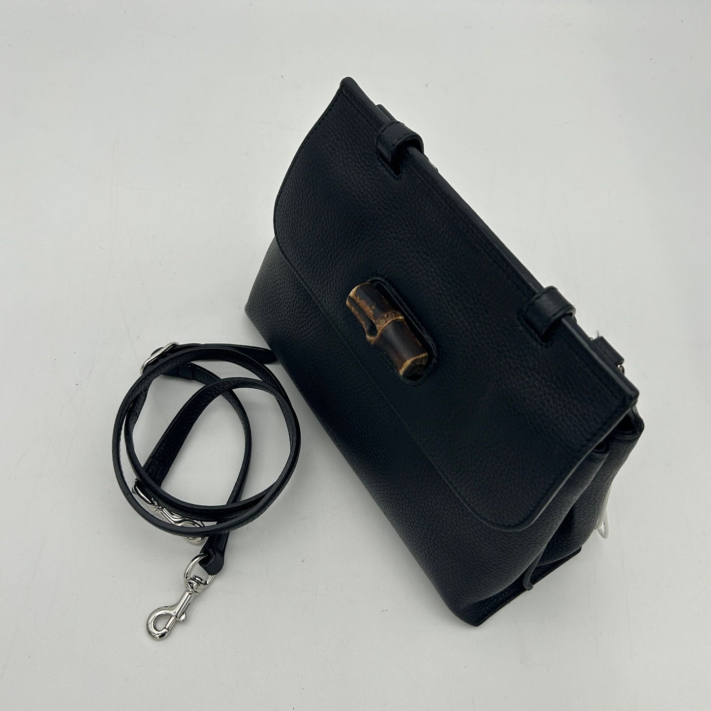 Bamboo daily top handle leather handbag GLM-- Black in Leather LA12350