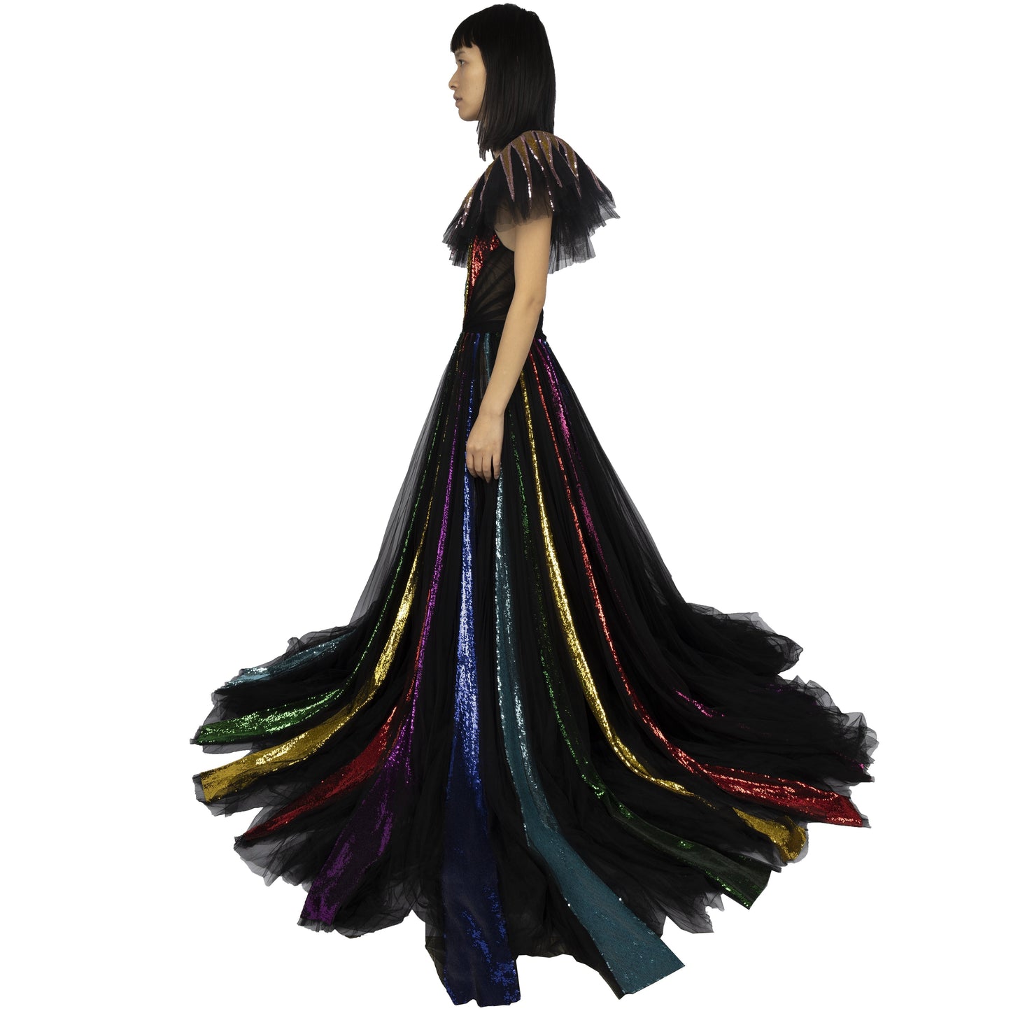 GLM-- Embroidered Sequin Tulle Gown - '10s