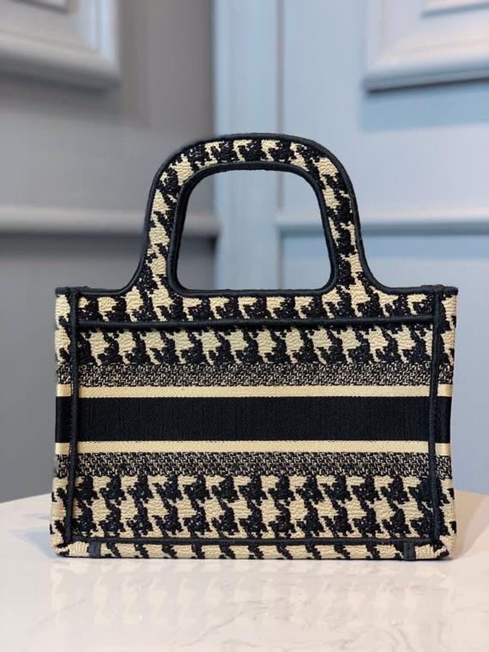 GLAMI Mini Book Tote Bag Herringbone Embroidered Canvas For Women 22cm/9in CD