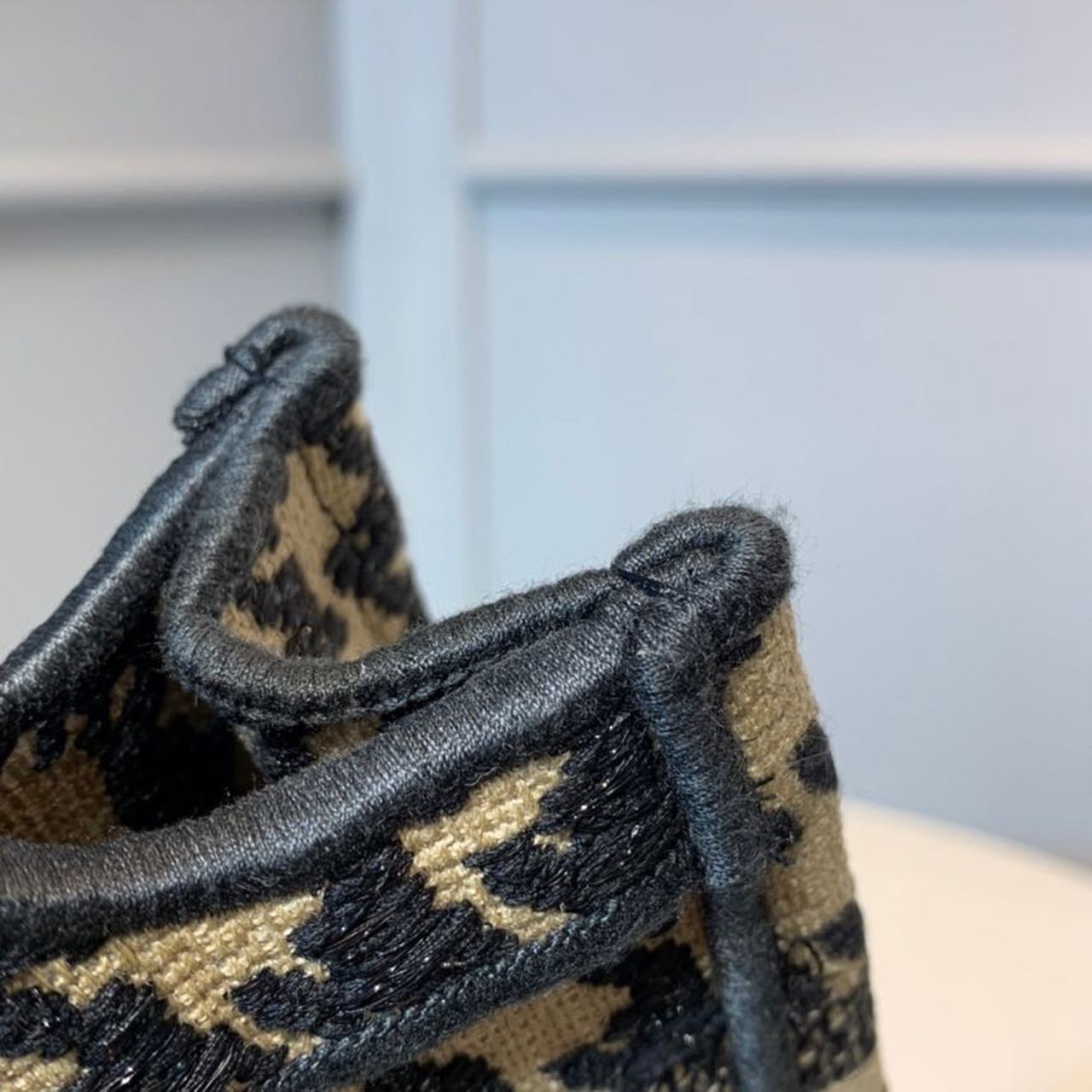 GLAMI Mini Book Tote Bag Herringbone Embroidered Canvas For Women 22cm/9in CD
