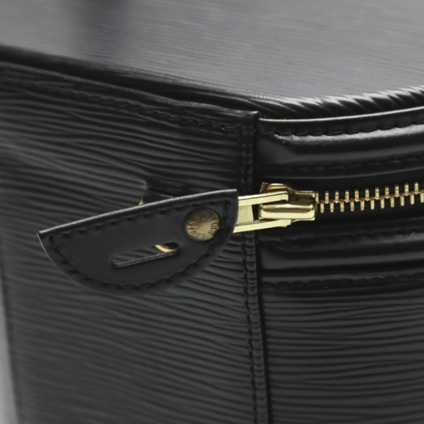 Black Leather Herringbone Bag