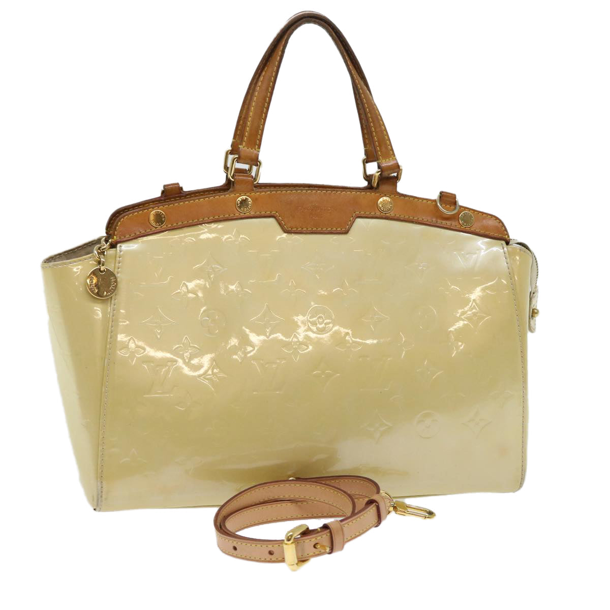 Sophisticated Beige Patent Leather Handbag