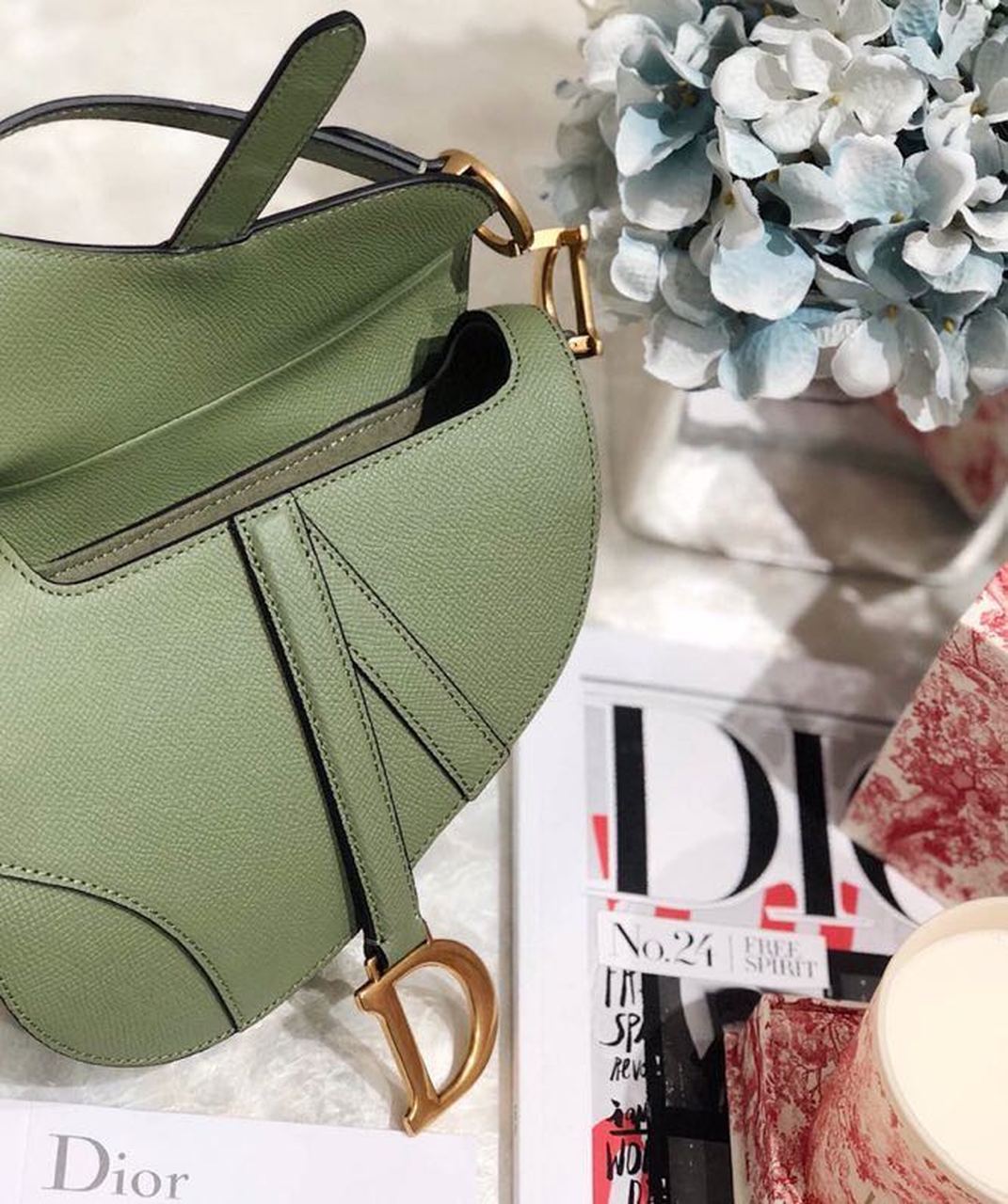 GLAMI Saddle Bag GLAMIdar Green Grained Canvas Spring For Women 20cm/8in CD