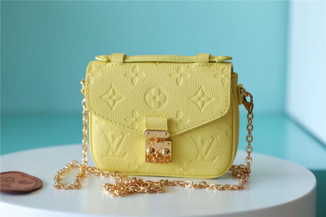 LV Micro Metis Monogram Empreinte Yellow For Women, WomenÃ¢â‚¬â„¢s Handbags, Shoulder And Crossbody Bags 5.5in/14cm LV M81407