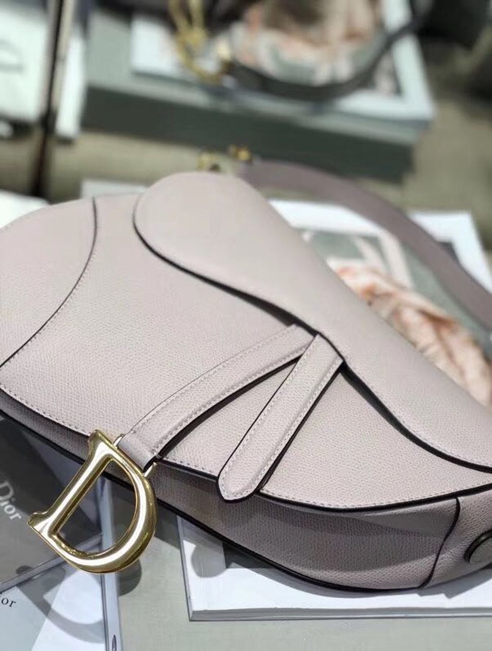 GLAMI Saddle Bag Grained Canvas Light Pink For Women 19.5cm/7.6in CD