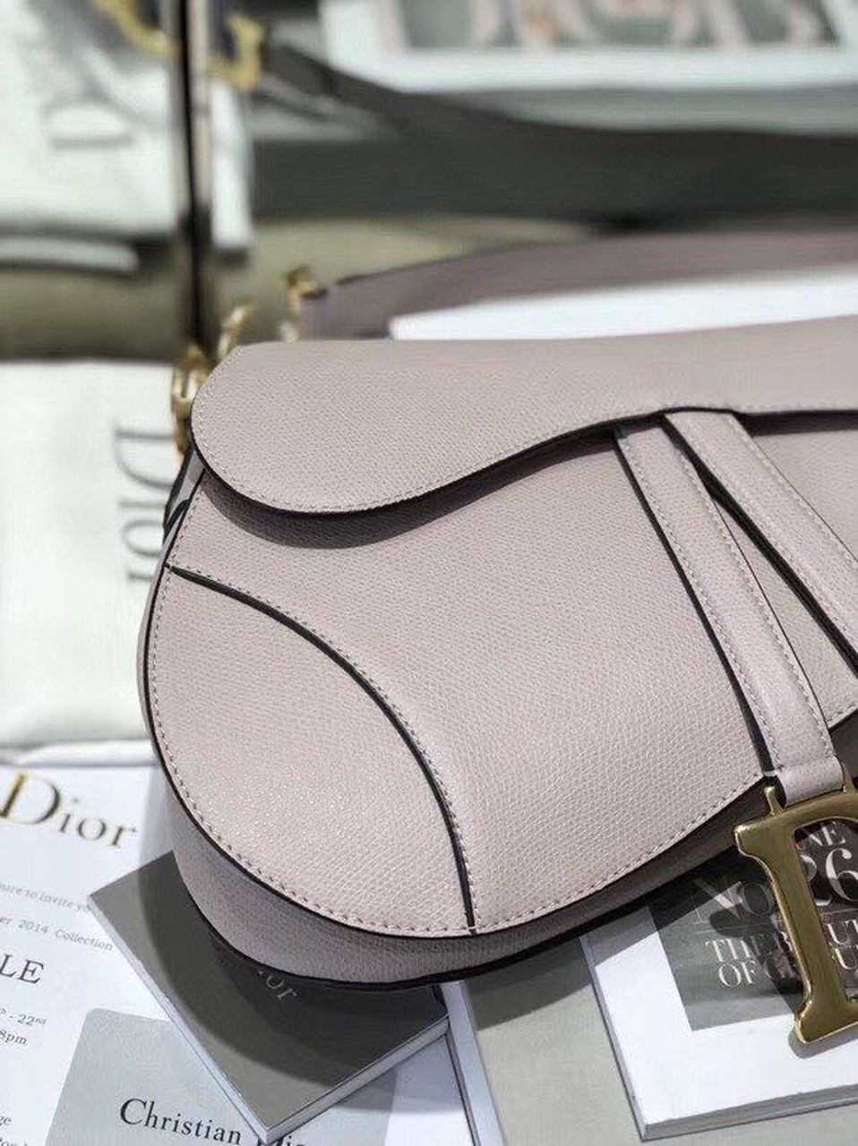 GLAMI Saddle Bag Grained Canvas Light Pink For Women 19.5cm/7.6in CD