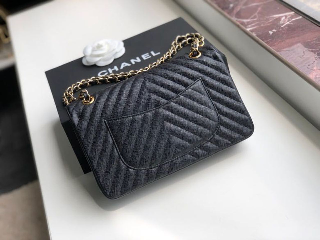 CHL Chevron Classic Handbag Gold Toned Hardware Black For Women, WomenÃ¢â‚¬â„¢s Bags, Shoulder And Crossbody Bags 10.2in/26cm