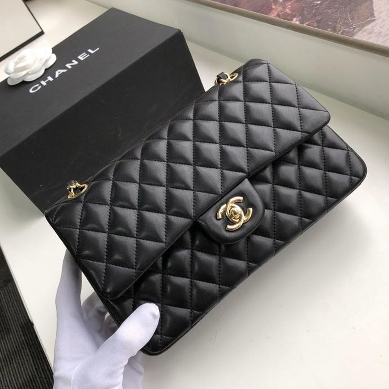 CHL Classic Handbag Gold Toned Hardware BlackÃ‚Â For Women Bags, Shoulder And Crossbody Bags 10.2in/26cm A01112