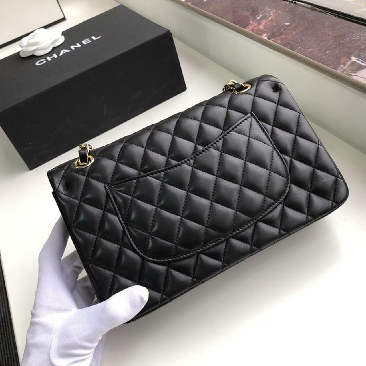 CHL Classic Handbag Gold Toned Hardware BlackÃ‚Â For Women Bags, Shoulder And Crossbody Bags 10.2in/26cm A01112