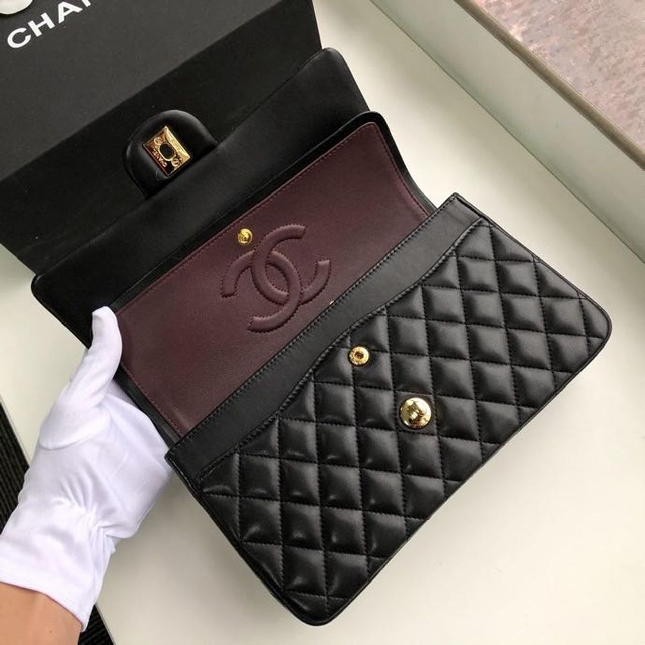 CHL Classic Handbag Gold Toned Hardware BlackÃ‚Â For Women Bags, Shoulder And Crossbody Bags 10.2in/26cm A01112