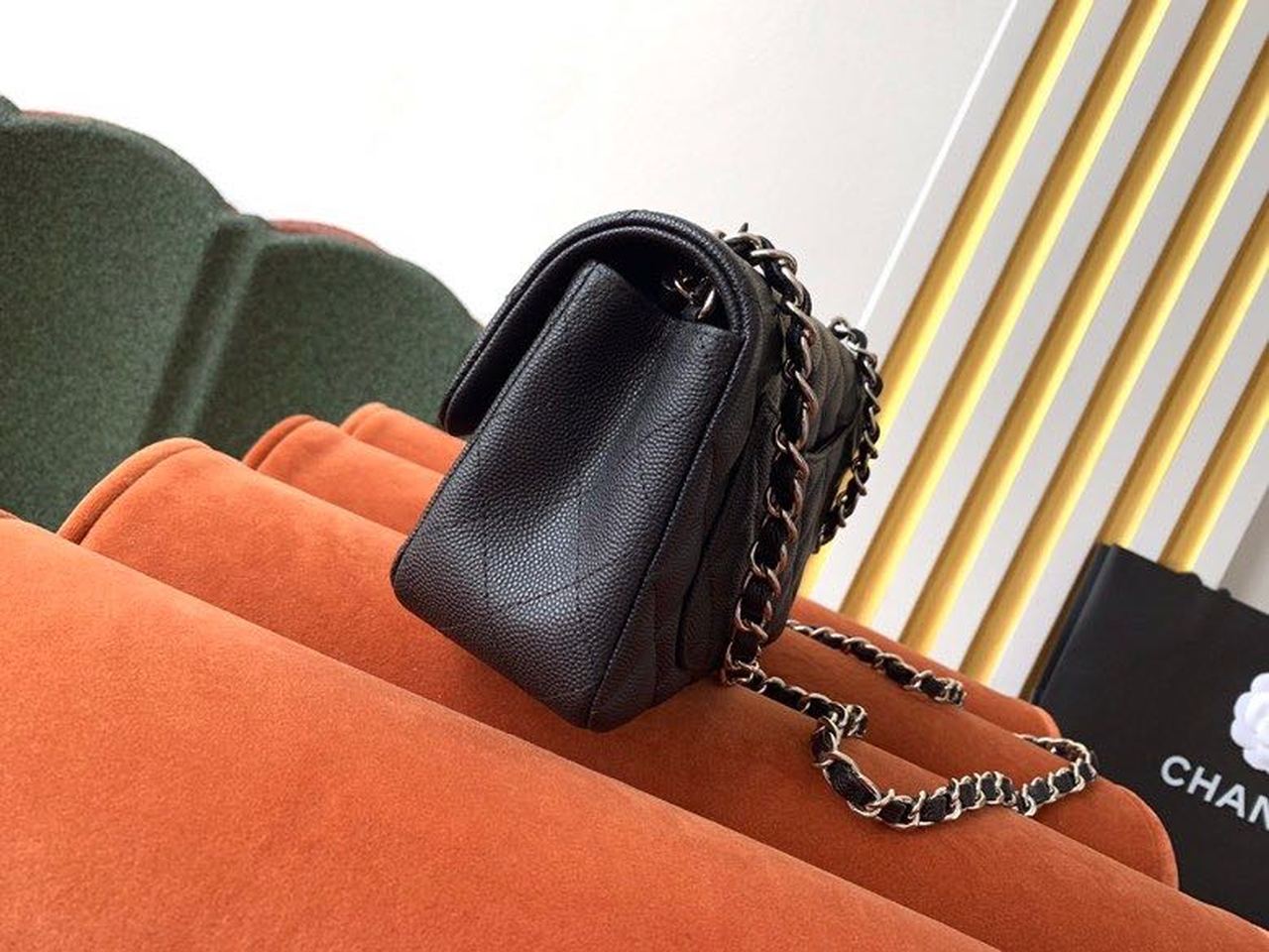 CHLSmall Classic Handbag Rose Gold Toned Hardware Black For Women Bags, Shoulder and Crossbody Bags 7.8in/20cm A01113