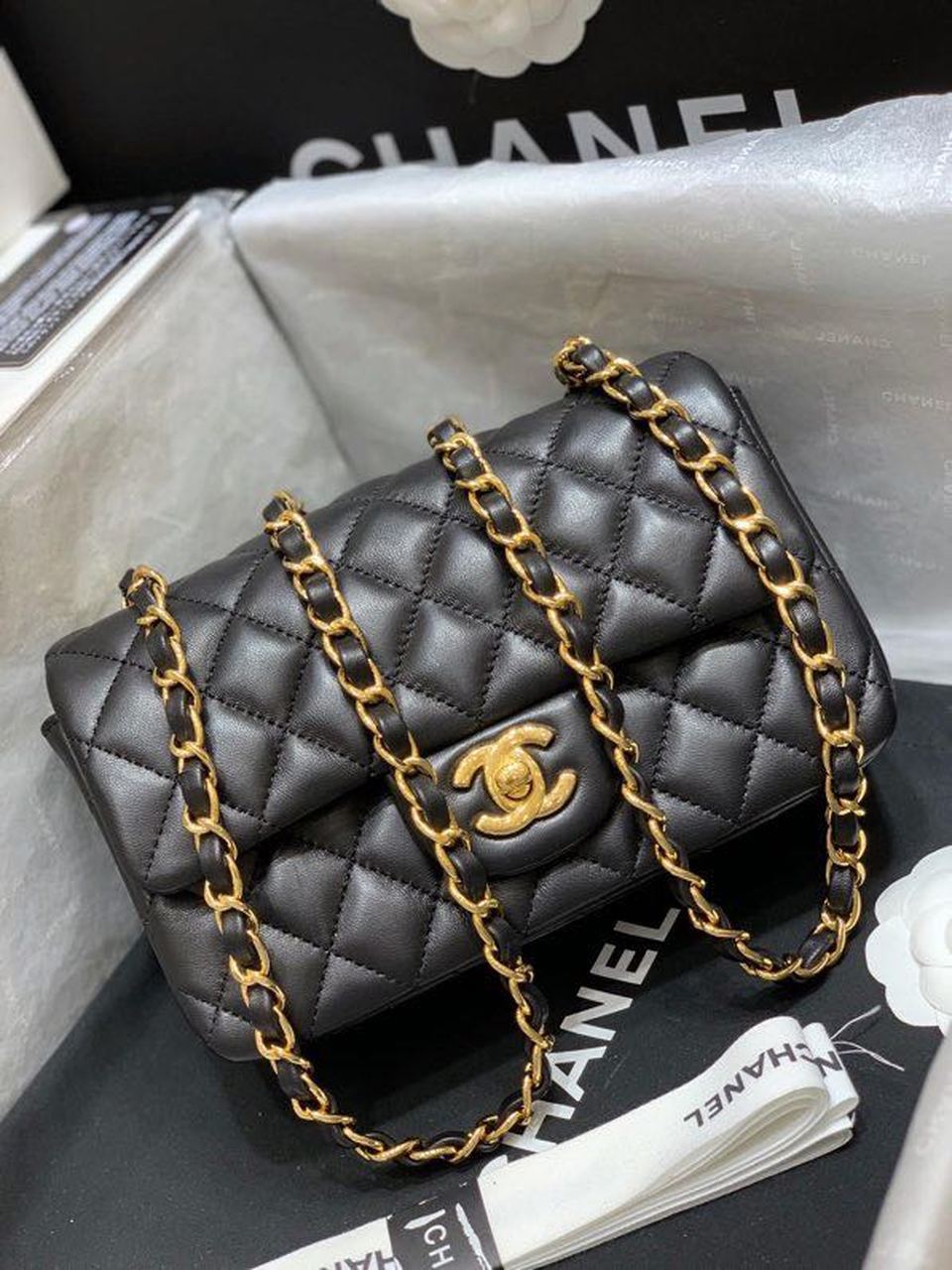 CHL Classic GlamIap Bag Gold Toned Hardware Black For Women Bags, Shoulder And Crossbody Bags 7.8in/20cm A01116