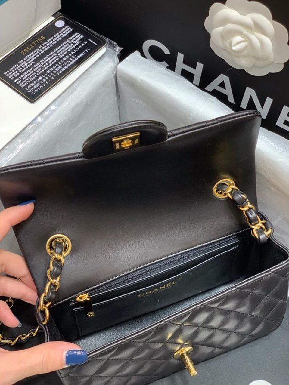 CHL Classic GlamIap Bag Gold Toned Hardware Black For Women Bags, Shoulder And Crossbody Bags 7.8in/20cm A01116