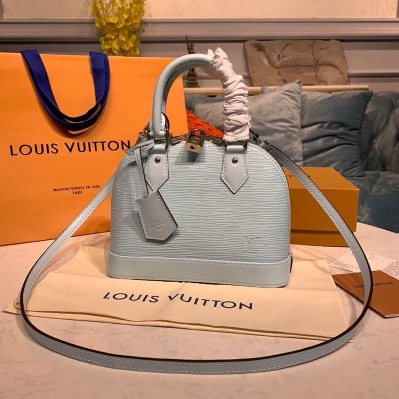 LV Alma GLAMI Epi Seaside Blue For Women, WomenÃ¢â‚¬â„¢s Handbags, Shoulder And Crossbody Bags 9.2in/23.5cm LV M56206