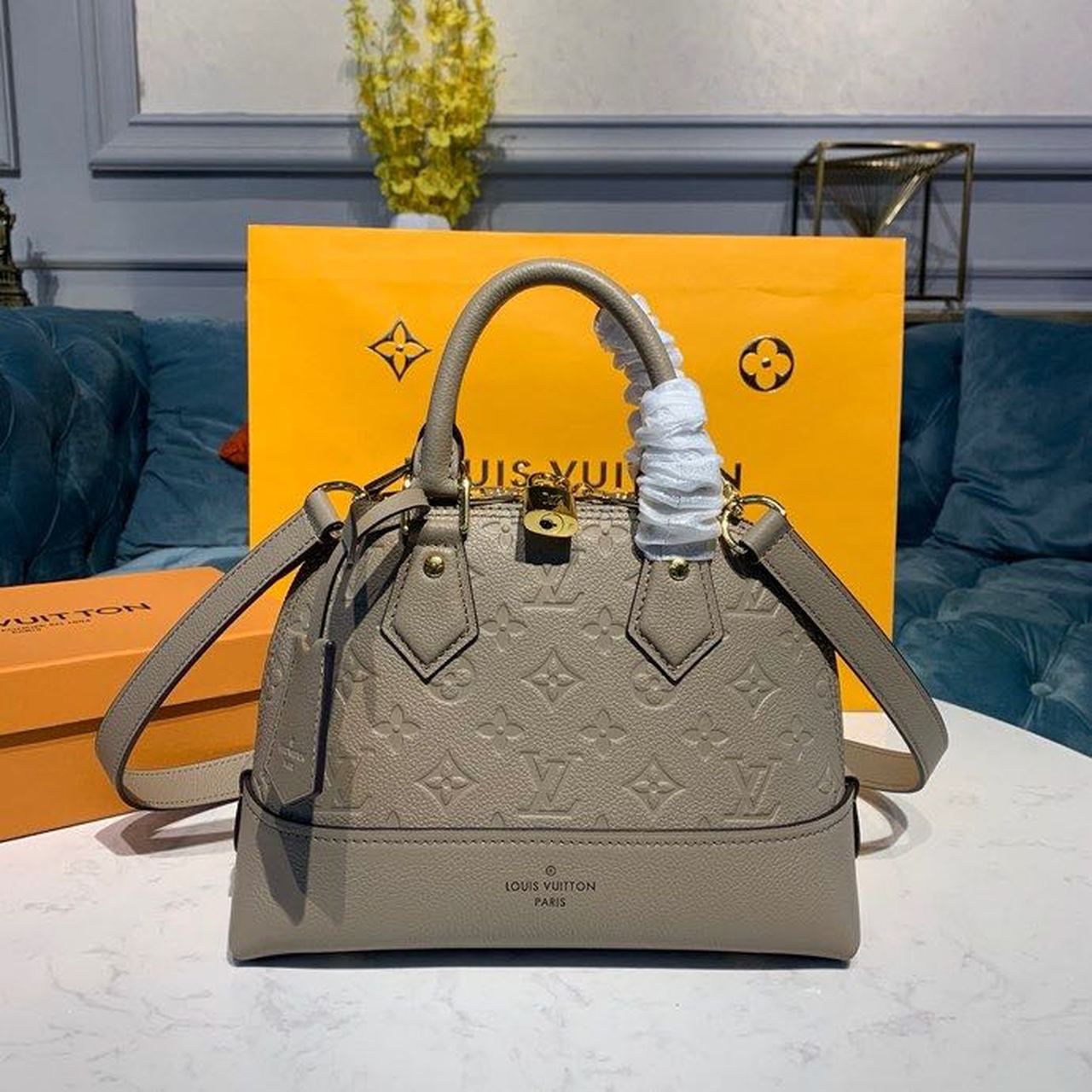 LV Neo Alma GLAMI Monogram Empreinte Galet Grey For Women,  Shoulder And Crossbody Bags 9.8in/25cm LV
