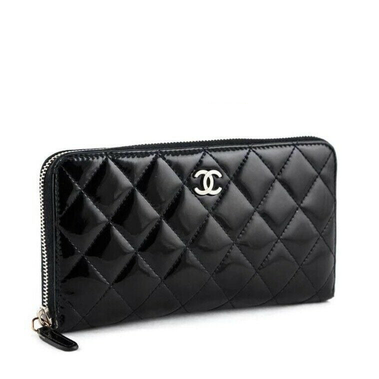 GLM-Zip Around Quilted Caviar Leather Wallet