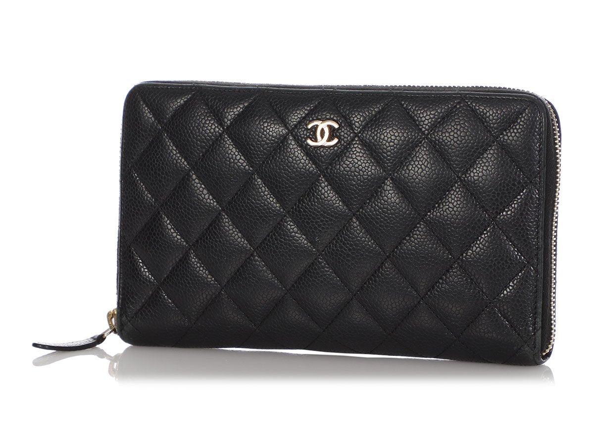 GLM-Zip Around Quilted Caviar Leather Wallet