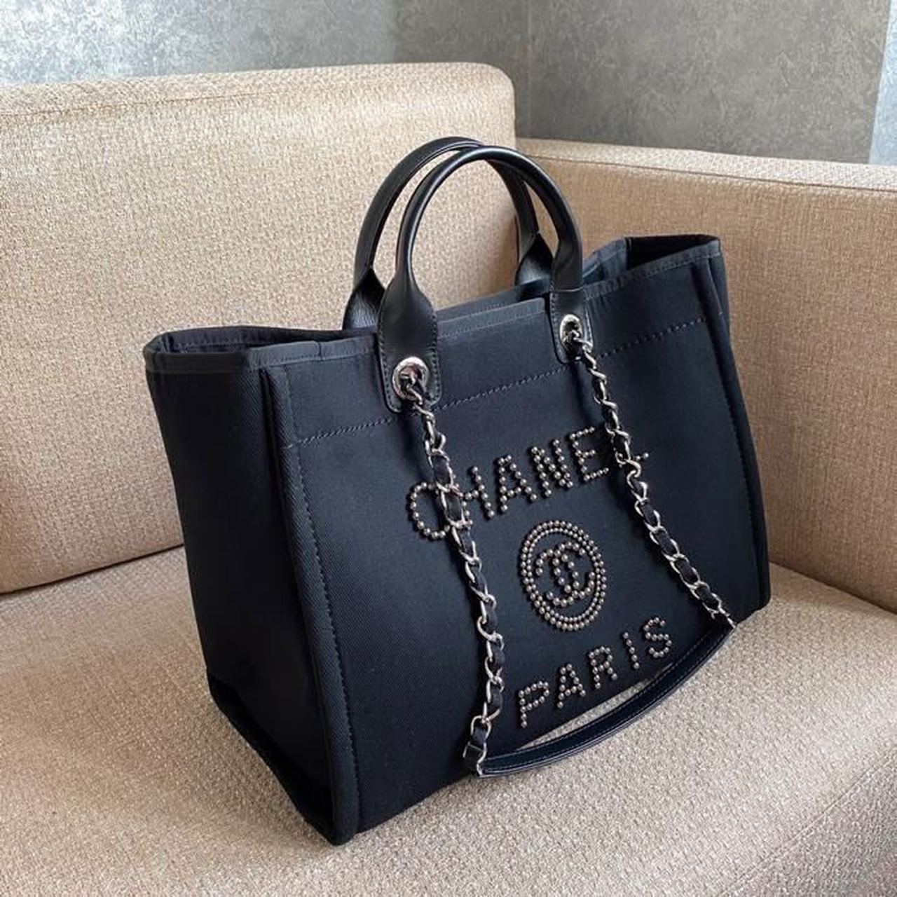 CHL Large Deauville Pearl Tote Bag Black For Women Handbags, Shoulder Bags 15in/38cm A66941