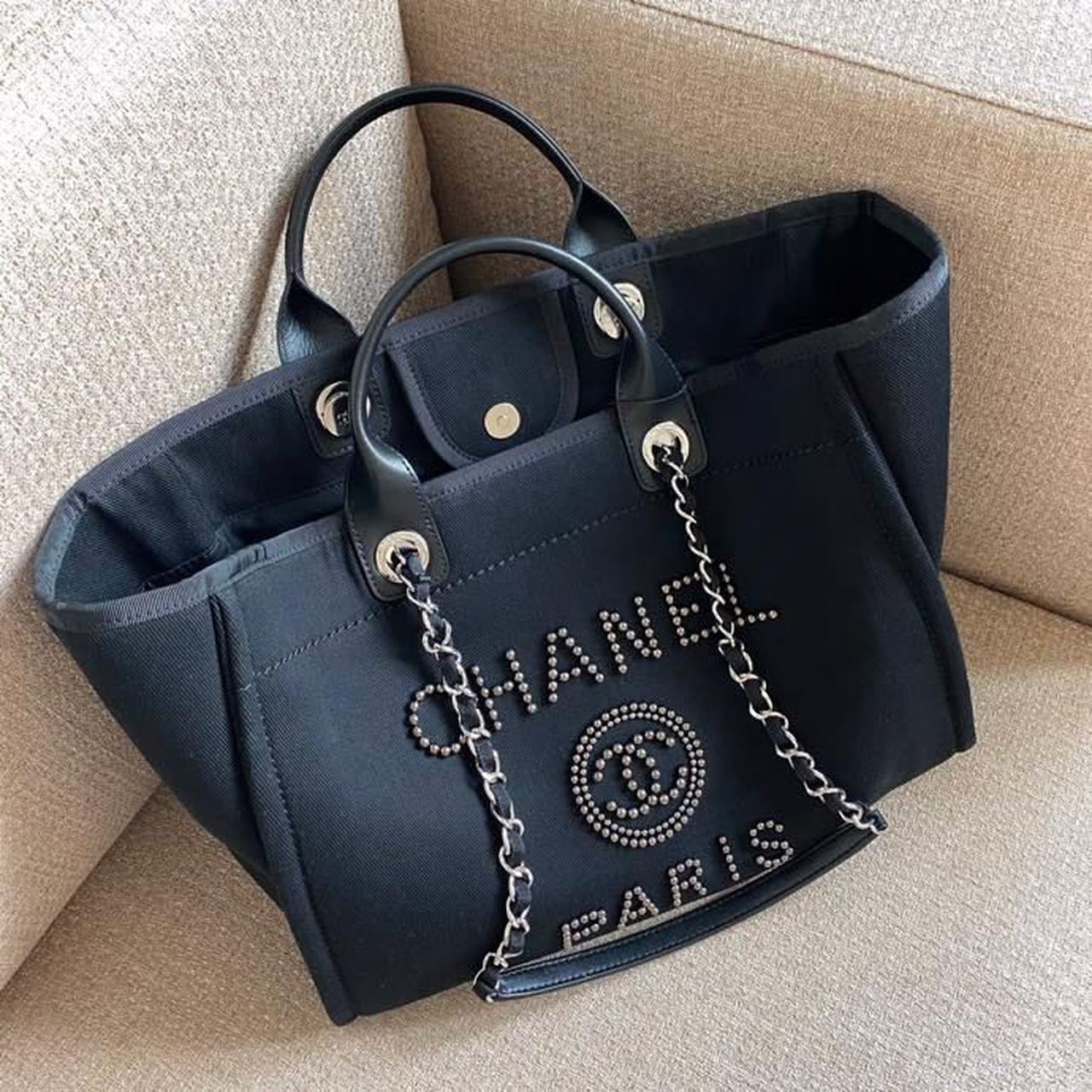 CHL Large Deauville Pearl Tote Bag Black For Women Handbags, Shoulder Bags 15in/38cm A66941