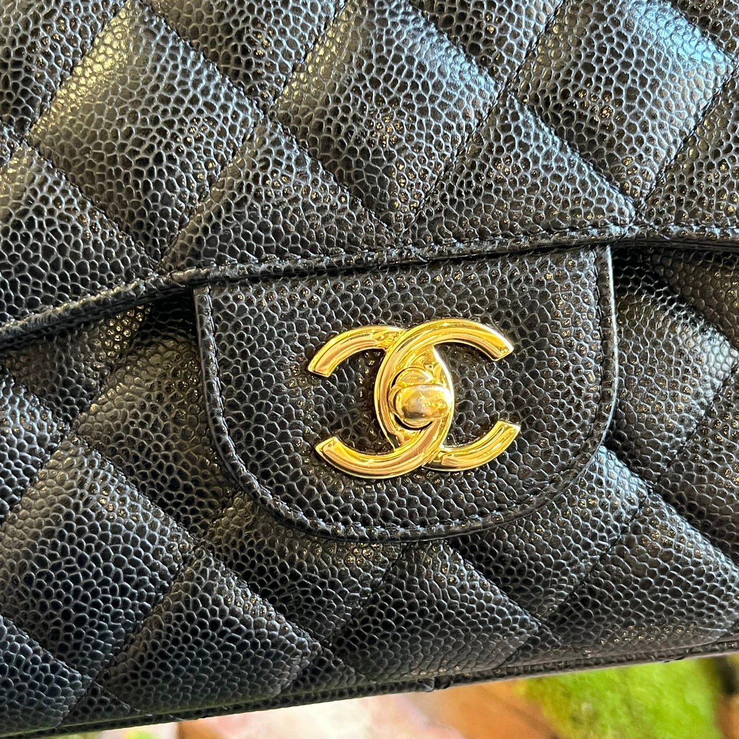 CHANEL Double Flap Jumbo Caviar Shoulder Bag