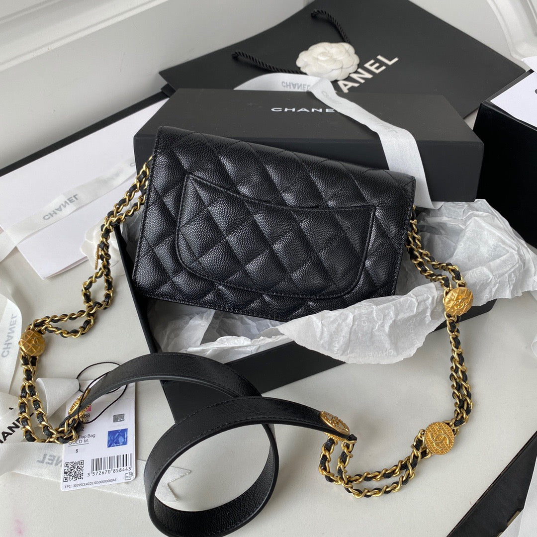 CHL Clutch With Chain Gold Hardware Black For Women Handbags, Shoulder Bags 7.1in/18cm AP2860