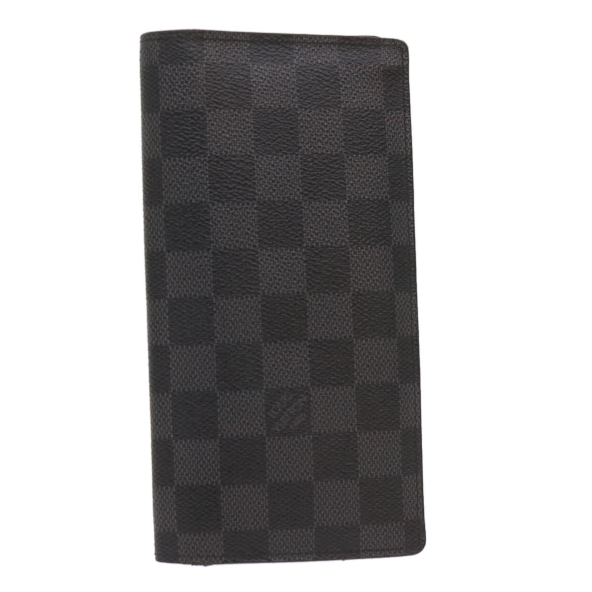 Sophisticated Black Damier Graphite Long Wallet with Multiple Compartments and Card Slots