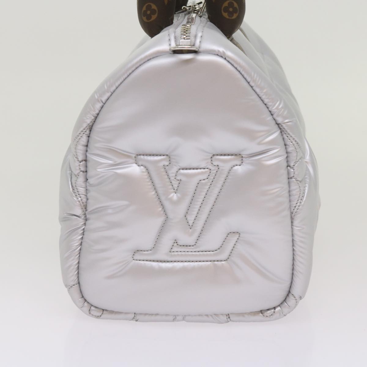 Silver Synthetic Shoulder Bag with Adjustable Strap and Dust Bag