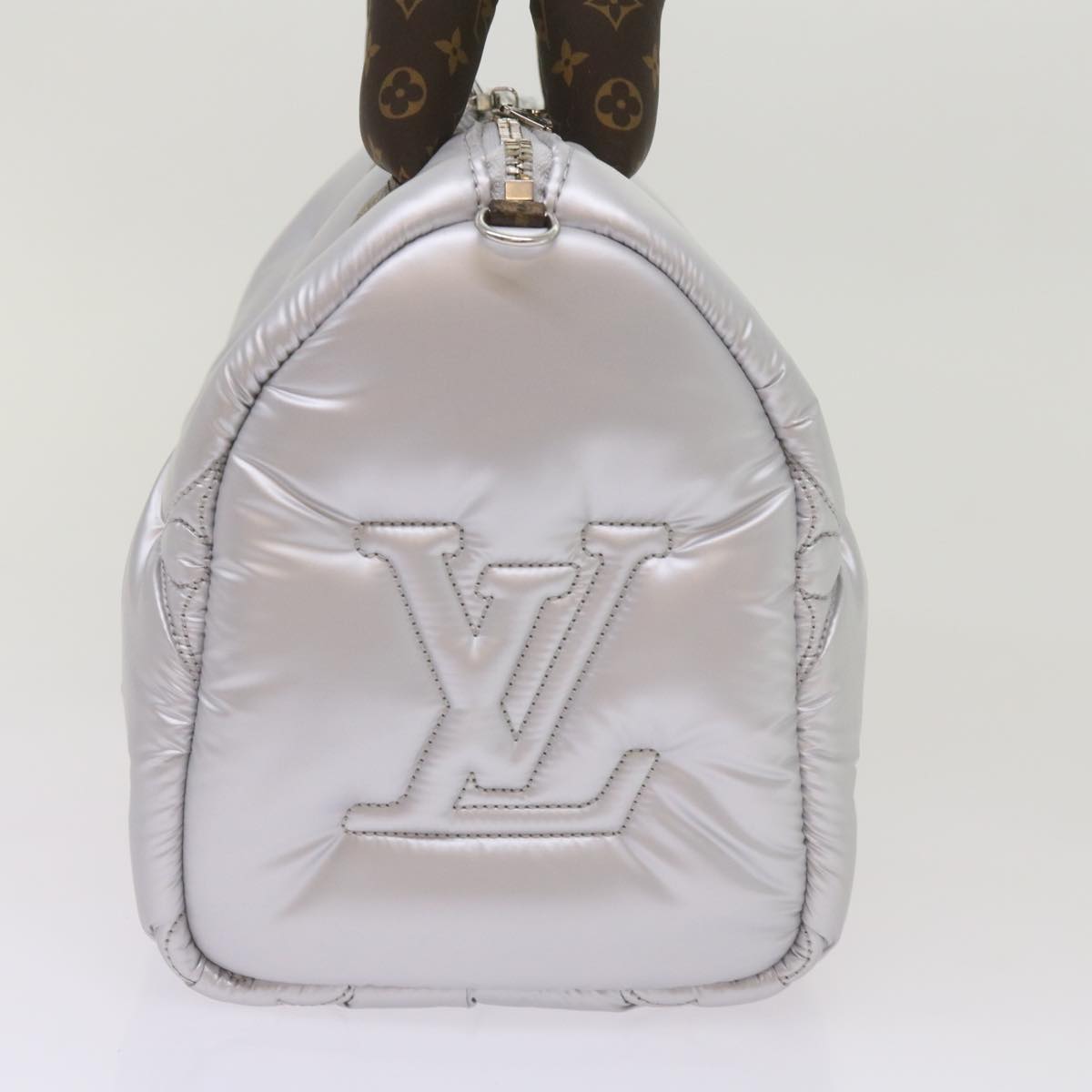 Silver Synthetic Shoulder Bag with Adjustable Strap and Dust Bag