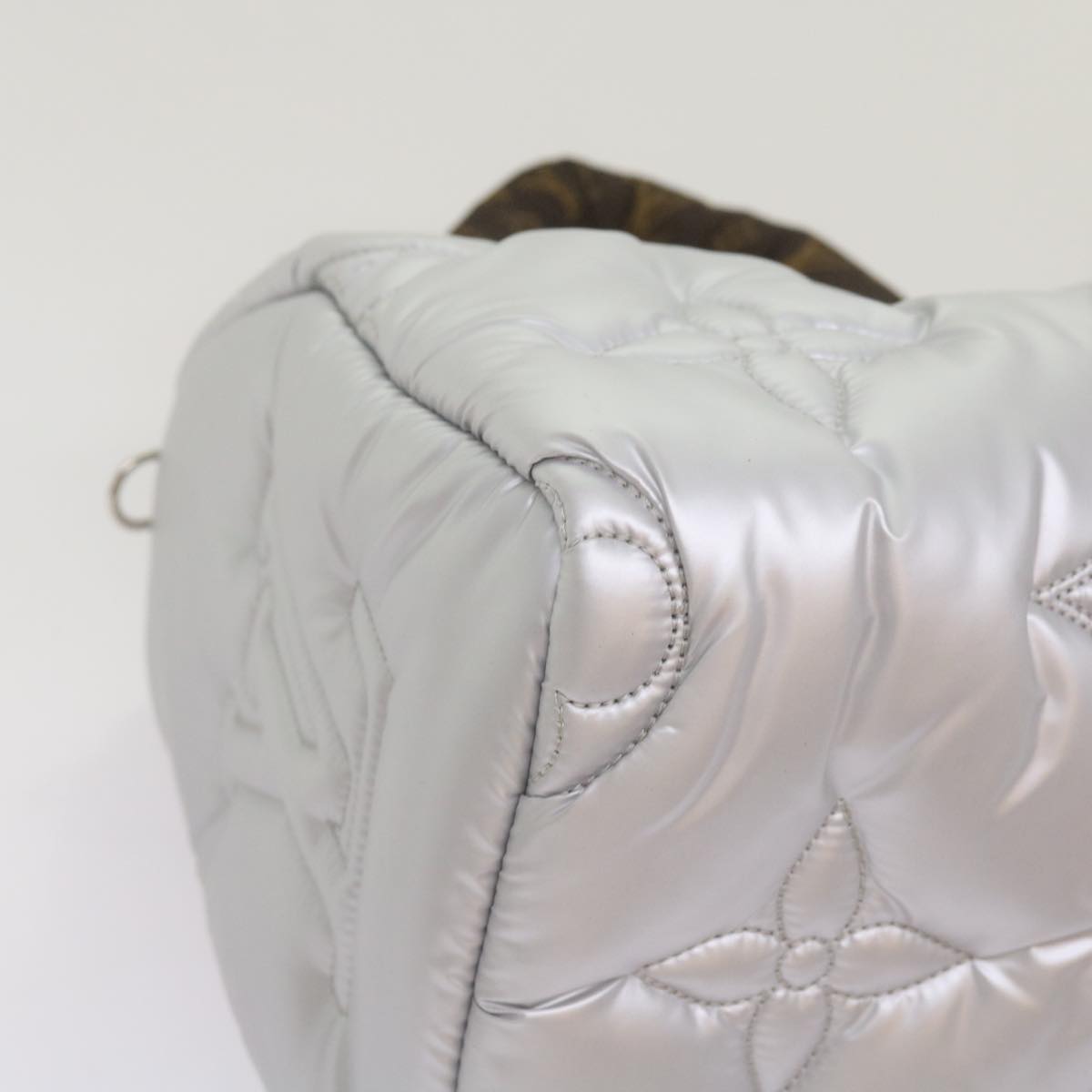 Silver Synthetic Shoulder Bag with Adjustable Strap and Dust Bag
