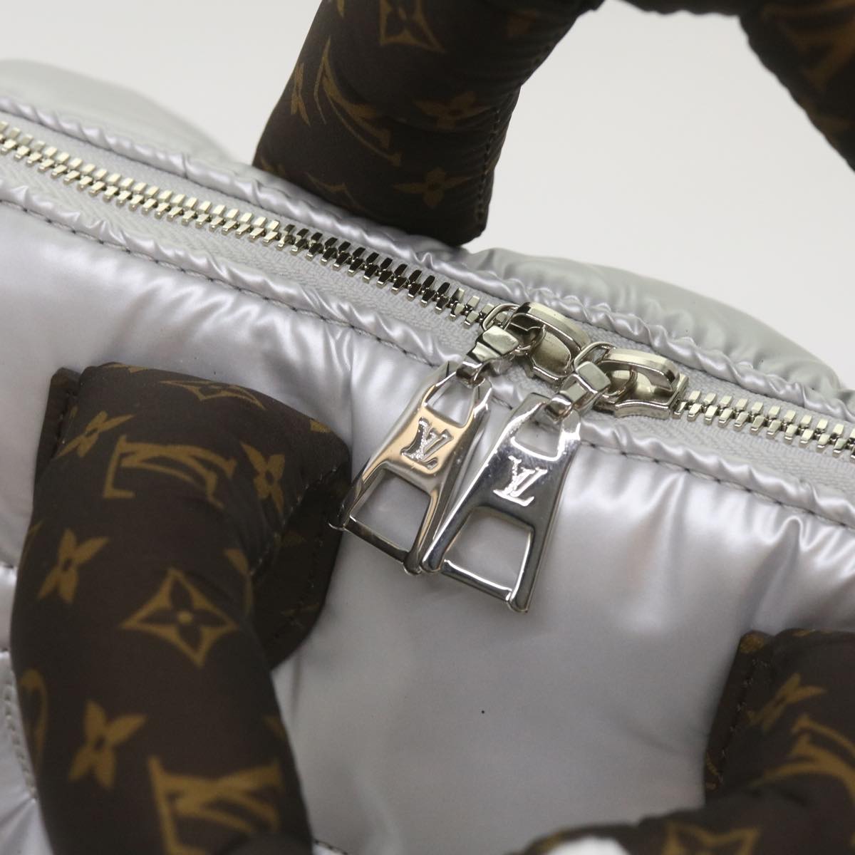 Silver Synthetic Shoulder Bag with Adjustable Strap and Dust Bag