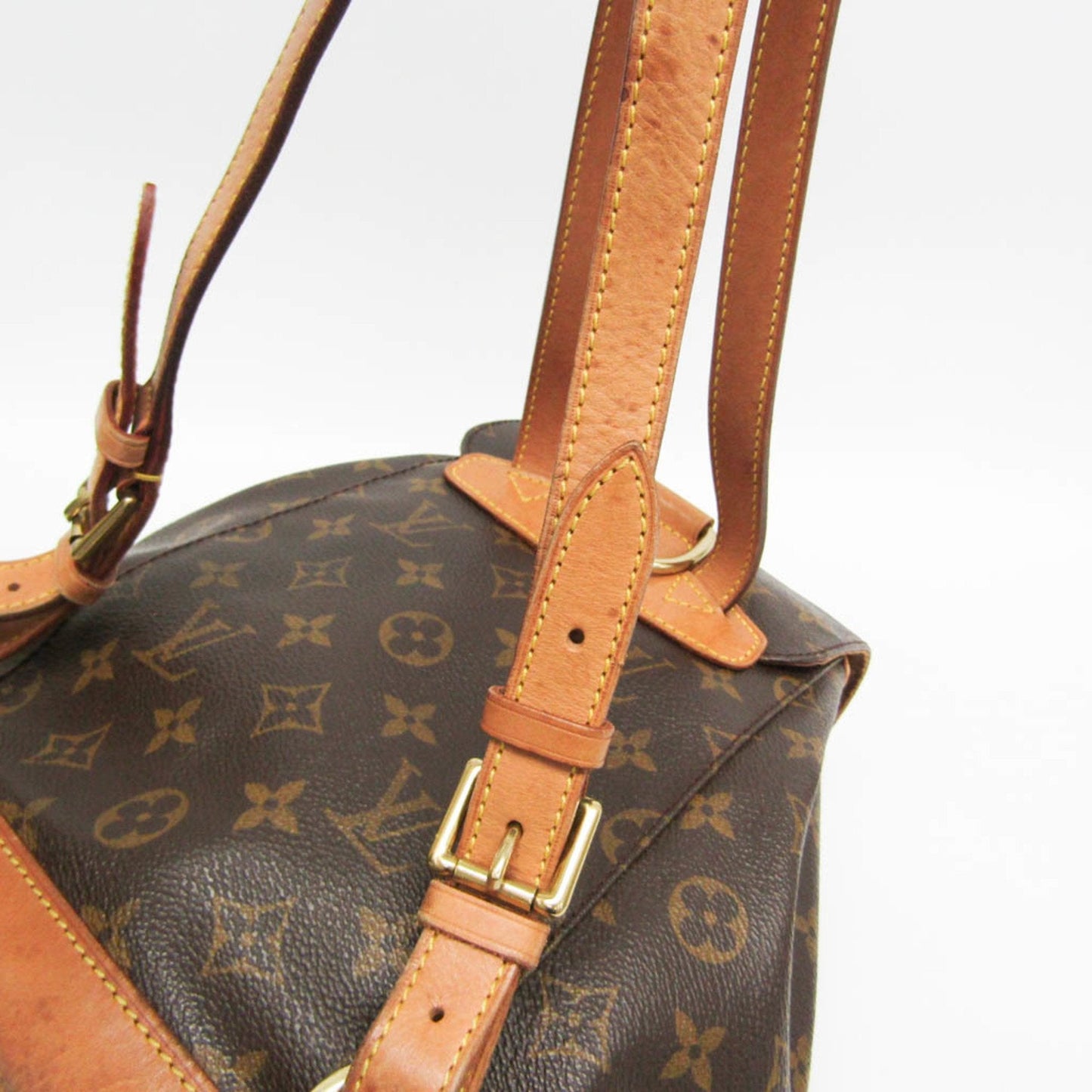 Chic Monogram Canvas Backpack with Natural Leather Accents
