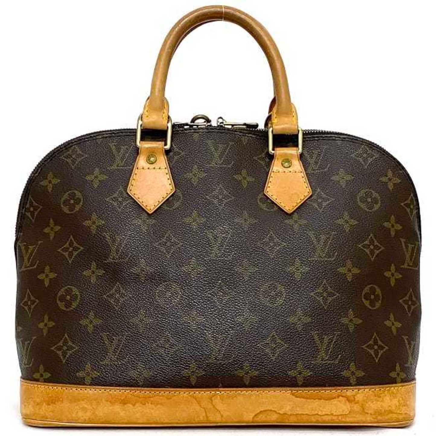 Monogram Canvas Handbag with Leather Trim and Silver Metallic Finishes