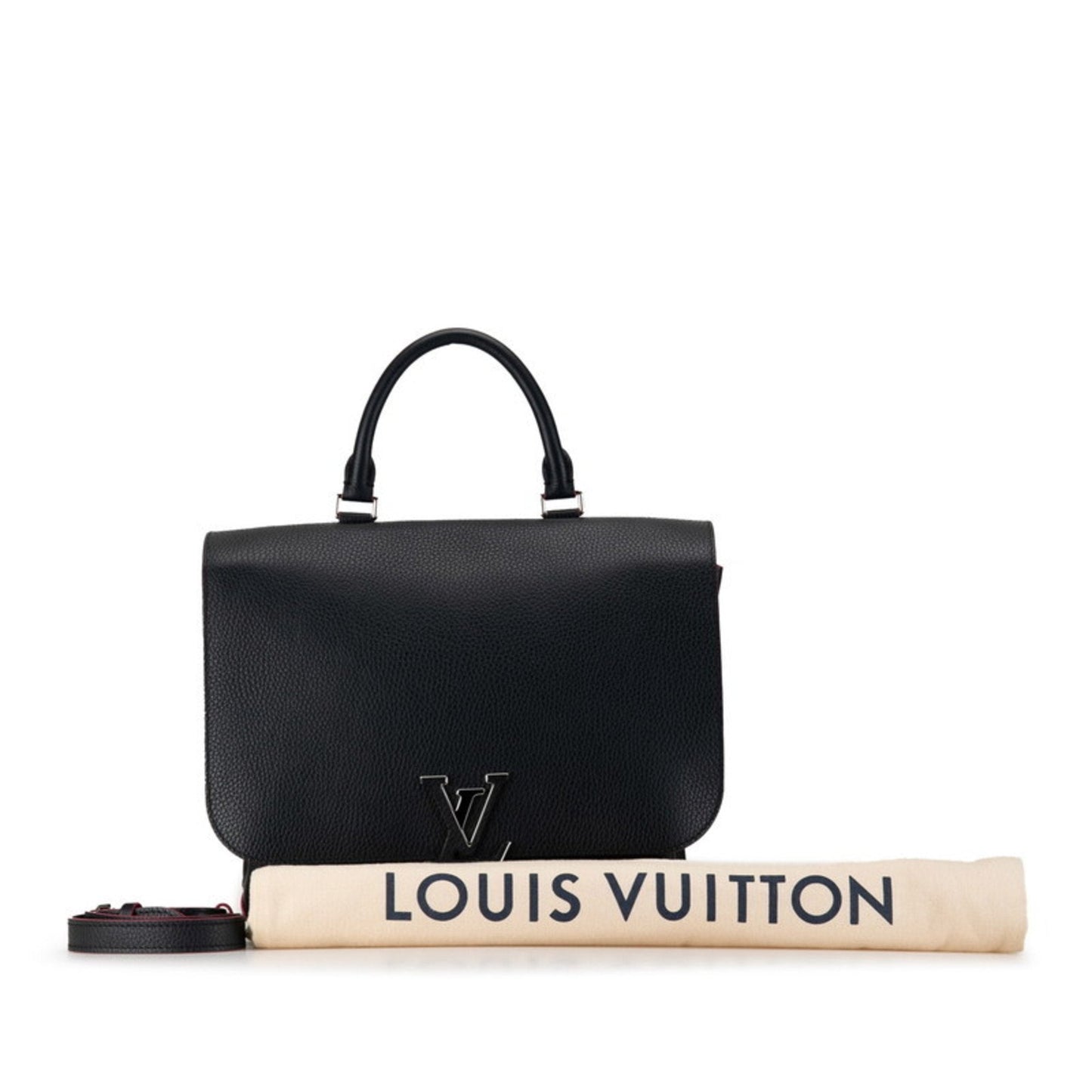 Navy Leather Shoulder Bag with Dust Bag and Strap