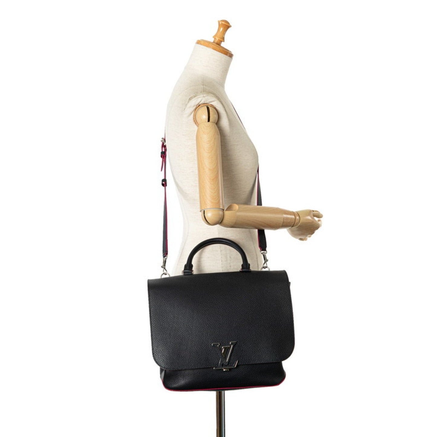 Navy Leather Shoulder Bag with Dust Bag and Strap