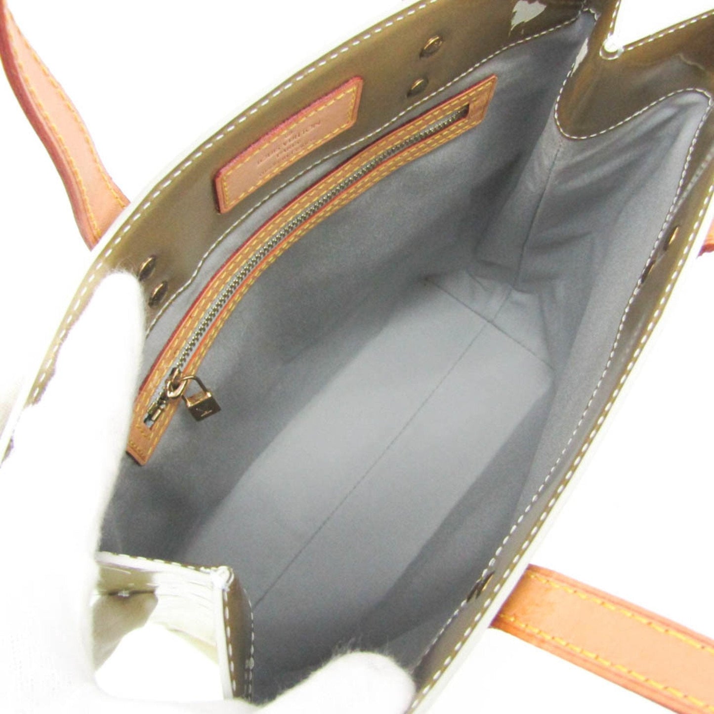 Green Patent Leather Tote Bag with Monogram Vernis Material