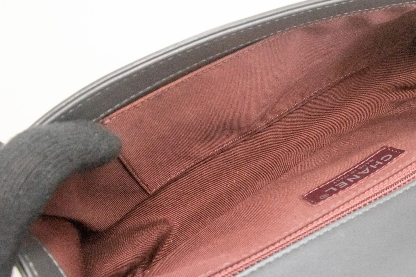 Chanel Grey Leather Designer Bag with Box and Dust Bag