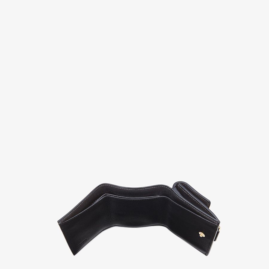 FENDI Micro Trifold Wallet Black Nappa Leather