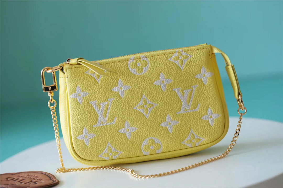 LV Mini Pochette AcGLAMIssoires Monogram Empreinte Lemon Curd Yellow For Women,  Shoulder And Crossbody Bags 15.5cm/6.1in LV M46129