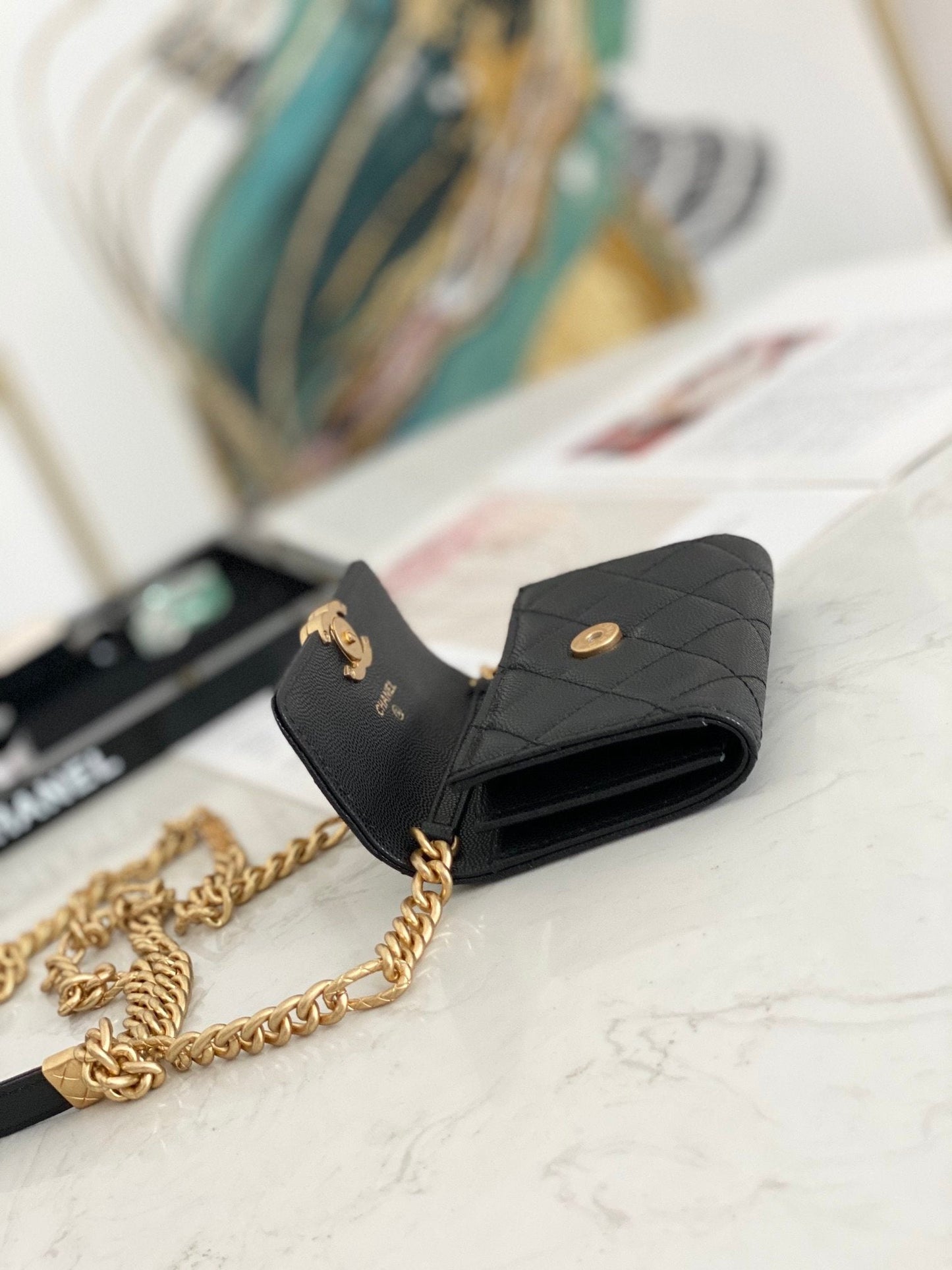 CHLMini Flap Bag Gold Toned Hardware Black For Women 4.7in/12cm
