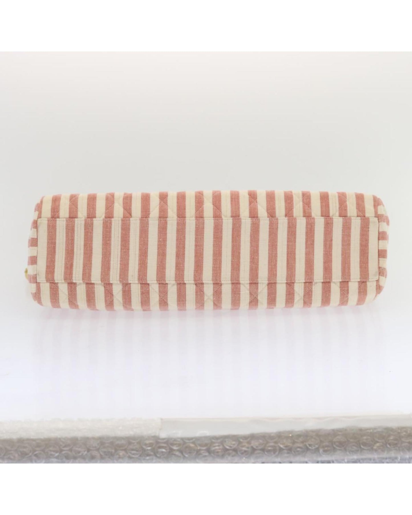 CHANEL Quilted Striped Shoulder Bag Model Pink and White