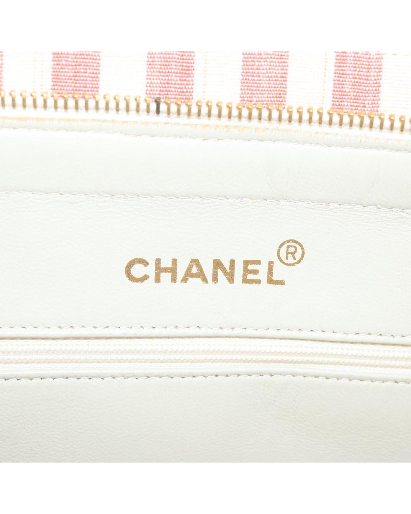 CHANEL Quilted Striped Shoulder Bag Model Pink and White