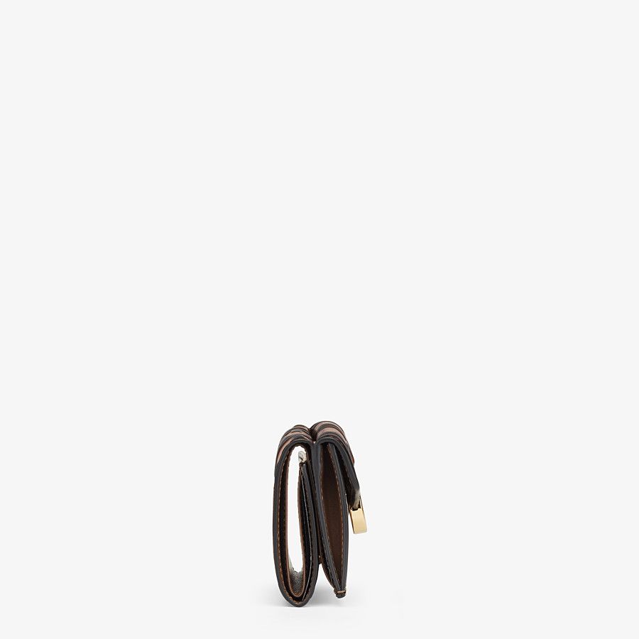 FENDI Micro Trifold Wallet Brown Leather